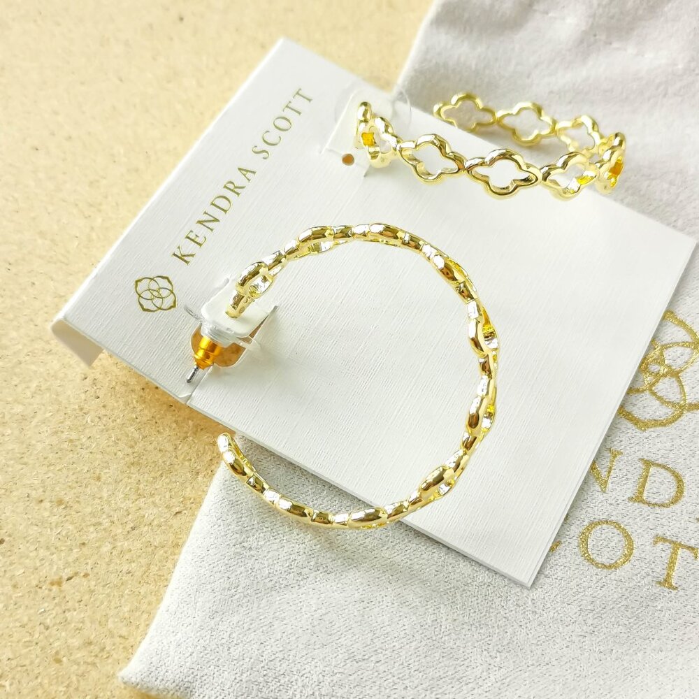 NEW Kendra Scott Gold Abbie Hoop Earrings - Picture 2 of 3